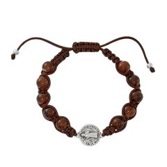 Brown Glass Bead St. Benedict Bracelet