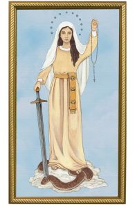 Queen of the Rosary 10 x 18 Canvas, Gold Frame