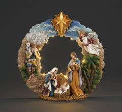 Lighted Nativity Wreath