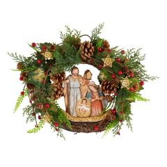 Pinecone Nativity Wreath