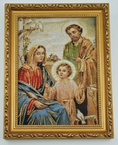 Cuadro dorado con la imagen de la Sagrada Familia