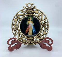 Medallon rotativo con la imagen de la Divina Misericordia y Santa Faustina